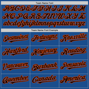 Custom Blue Black-Orange Mesh Authentic Throwback Baseball Jersey