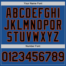 Load image into Gallery viewer, Custom Blue Black-Orange Mesh Authentic Throwback Baseball Jersey
