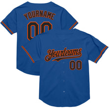 Load image into Gallery viewer, Custom Blue Black-Orange Mesh Authentic Throwback Baseball Jersey
