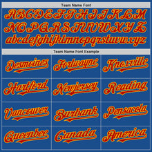 Load image into Gallery viewer, Custom Blue Red-Gold Mesh Authentic Throwback Baseball Jersey
