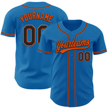 Load image into Gallery viewer, Custom Blue Black-Orange Authentic Baseball Jersey
