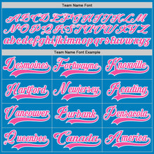 Load image into Gallery viewer, Custom Blue Pink-White Hockey Lace Neck Jersey
