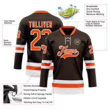Load image into Gallery viewer, Custom Brown Orange-White Hockey Lace Neck Jersey
