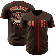 Load image into Gallery viewer, Custom Brown Red-Cream Authentic Baseball Jersey
