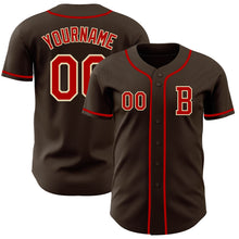 Load image into Gallery viewer, Custom Brown Red-Cream Authentic Baseball Jersey
