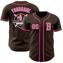 Load image into Gallery viewer, Custom Brown Pink-White Authentic Baseball Jersey
