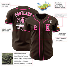 Load image into Gallery viewer, Custom Brown Pink-White Authentic Baseball Jersey
