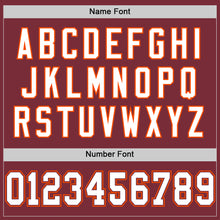 Load image into Gallery viewer, Custom Burgundy White-Orange Mesh Authentic Throwback Football Jersey
