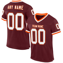 Load image into Gallery viewer, Custom Burgundy White-Orange Mesh Authentic Throwback Football Jersey
