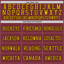 Load image into Gallery viewer, Custom Burgundy Black-Gold Mesh Authentic Throwback Football Jersey

