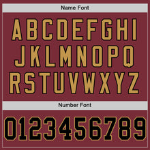 Load image into Gallery viewer, Custom Burgundy Black-Old Gold Mesh Authentic Throwback Football Jersey
