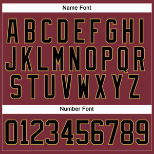Custom Burgundy Black-Old Gold Hockey Lace Neck Jersey