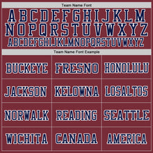 Load image into Gallery viewer, Custom Burgundy Navy-White Mesh Authentic Throwback Football Jersey
