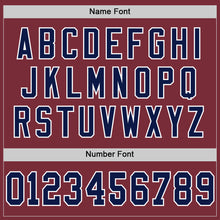 Load image into Gallery viewer, Custom Burgundy Navy-White Mesh Authentic Throwback Football Jersey
