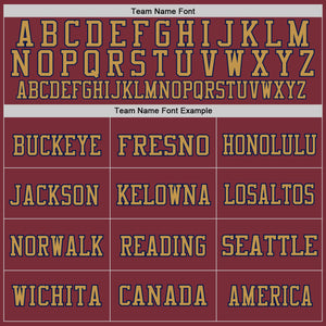 Custom Burgundy Navy-Old Gold Mesh Authentic Throwback Football Jersey
