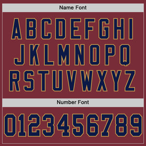 Custom Burgundy Navy-Old Gold Mesh Authentic Throwback Football Jersey