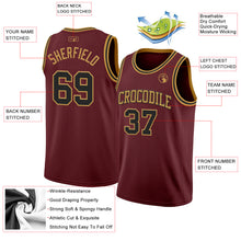 Load image into Gallery viewer, Custom Burgundy Black-Old Gold Authentic Basketball Jersey
