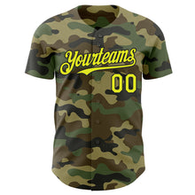 Load image into Gallery viewer, Custom Camo Neon Yellow-Black Authentic Salute To Service Baseball Jersey
