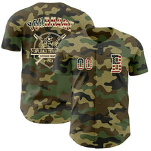 Load image into Gallery viewer, Custom Camo Vintage USA Flag-Cream Authentic Salute To Service Baseball Jersey
