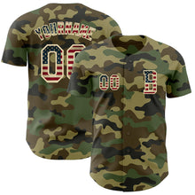 Load image into Gallery viewer, Custom Camo Vintage USA Flag-Cream Authentic Salute To Service Baseball Jersey
