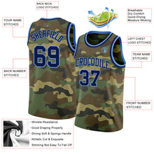 Load image into Gallery viewer, Custom Camo Navy-Light Blue Authentic Salute To Service Basketball Jersey
