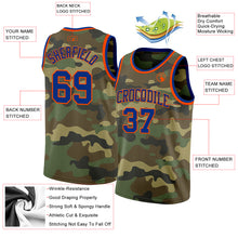 Load image into Gallery viewer, Custom Camo Royal-Orange Authentic Salute To Service Basketball Jersey

