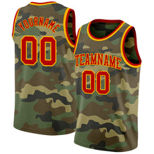 Load image into Gallery viewer, Custom Camo Red-Gold Authentic Salute To Service Basketball Jersey
