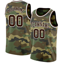 Load image into Gallery viewer, Custom Camo Brown-White Authentic Salute To Service Basketball Jersey
