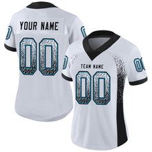Load image into Gallery viewer, Custom White Black-Panther Blue Drift Fashion Football Jersey
