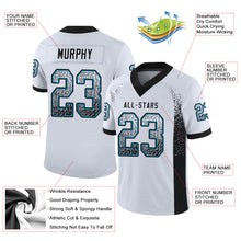 Load image into Gallery viewer, Custom White Black-Panther Blue Drift Fashion Football Jersey
