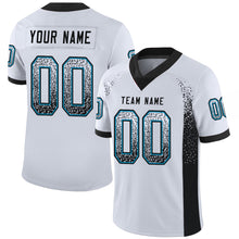 Load image into Gallery viewer, Custom White Black-Panther Blue Drift Fashion Football Jersey

