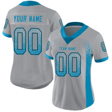 Load image into Gallery viewer, Custom Light Gray Panther Blue-Black Drift Fashion Football Jersey
