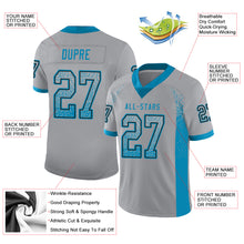 Load image into Gallery viewer, Custom Light Gray Panther Blue-Black Drift Fashion Football Jersey
