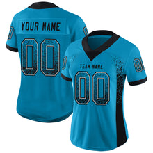 Load image into Gallery viewer, Custom Panther Blue Black-Gray Drift Fashion Football Jersey
