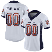 Load image into Gallery viewer, Custom White Navy-Orange Drift Fashion Football Jersey
