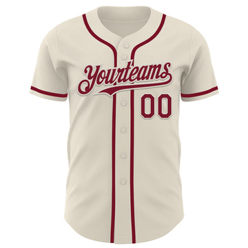 Custom Cream Crimson Authentic Baseball Jersey
