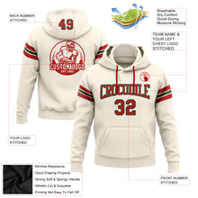 Load image into Gallery viewer, Custom Stitched Cream Red-Green Football Pullover Sweatshirt Hoodie

