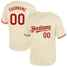 Load image into Gallery viewer, Custom Cream Red Mesh Authentic Throwback Baseball Jersey
