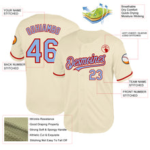 Load image into Gallery viewer, Custom Cream Light Blue-Red Mesh Authentic Throwback Baseball Jersey

