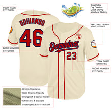 Load image into Gallery viewer, Custom Cream Red-Navy Mesh Authentic Throwback Baseball Jersey
