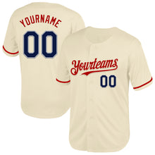 Load image into Gallery viewer, Custom Cream Navy Red-Gray Mesh Authentic Throwback Baseball Jersey
