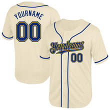 Load image into Gallery viewer, Custom Cream Royal-Gold Mesh Authentic Throwback Baseball Jersey
