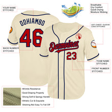 Load image into Gallery viewer, Custom Cream Red-Navy Mesh Authentic Throwback Baseball Jersey
