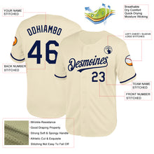 Load image into Gallery viewer, Custom Cream Navy Mesh Authentic Throwback Baseball Jersey
