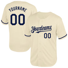 Load image into Gallery viewer, Custom Cream Navy Mesh Authentic Throwback Baseball Jersey
