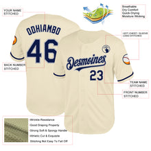 Load image into Gallery viewer, Custom Cream Navy-Gray Mesh Authentic Throwback Baseball Jersey

