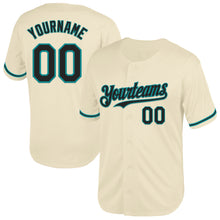 Load image into Gallery viewer, Custom Cream Black-Teal Mesh Authentic Throwback Baseball Jersey
