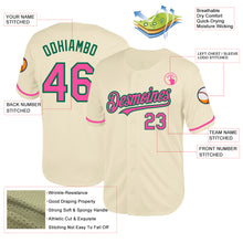 Load image into Gallery viewer, Custom Cream Pink-Kelly Green Mesh Authentic Throwback Baseball Jersey
