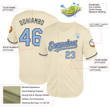 Load image into Gallery viewer, Custom Cream Light Blue-Steel Gray Mesh Authentic Throwback Baseball Jersey
