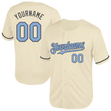 Load image into Gallery viewer, Custom Cream Light Blue-Steel Gray Mesh Authentic Throwback Baseball Jersey
